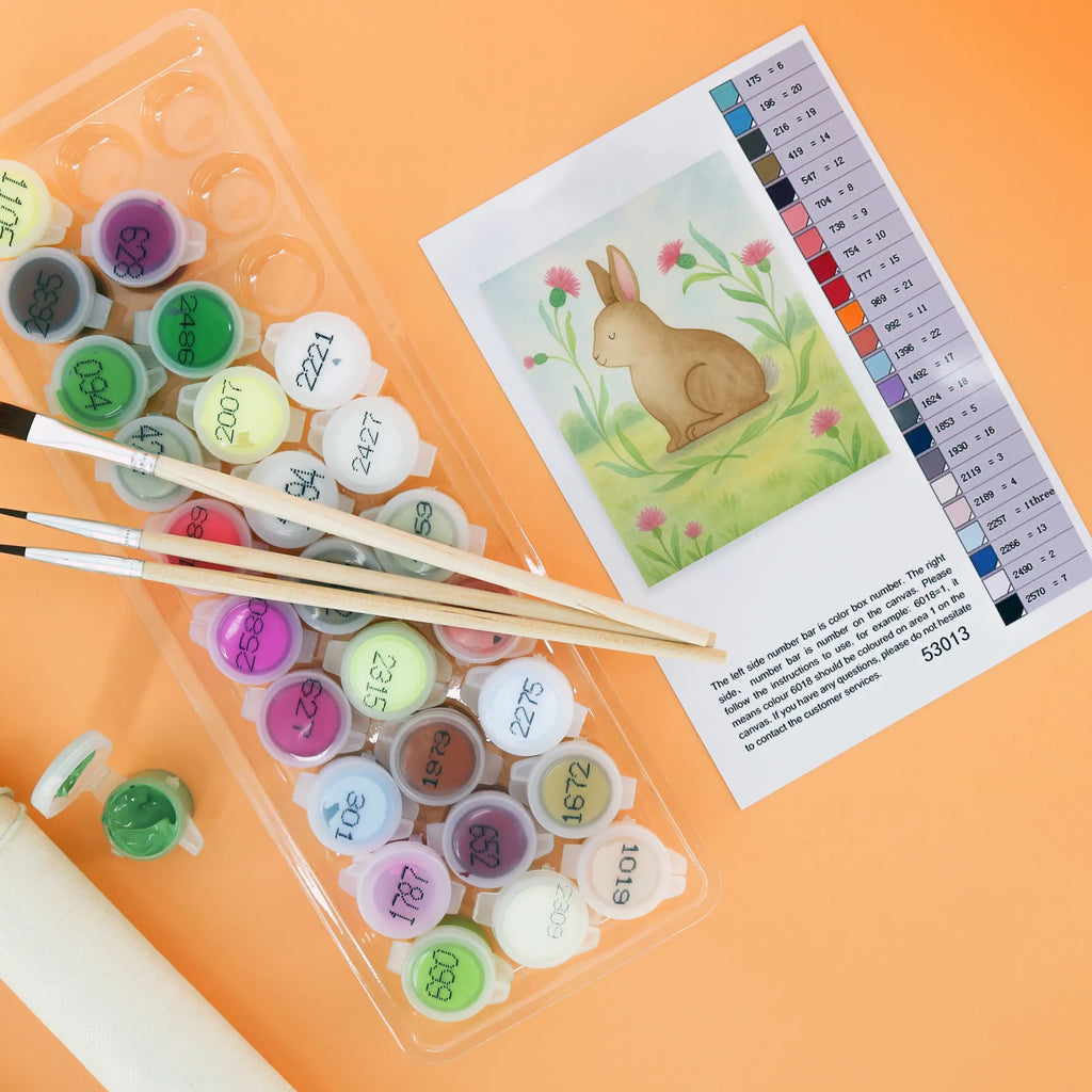 Paint by Numbers Hare Sit Design DIY, Ausmalbild, Baseln, Malen nach Zahlen, Künstler, Malen, Kunstwerk, Kreativität, Bastelidee, Ostern, Osterhase, Ostergeschenke, Osternest, Osterdeko, Geschenke zu Ostern, Ostern Geschenk, Ostergeschenke Kinder, Ostern Kinder, Grüße, Hase, Osterblume, Liebe, Frohe Ostern, Ostergrüße, Kaninchen