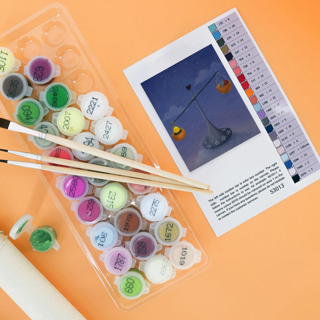 Paint by Numbers Star sign Scale Design constellations, birthdays, astrology, zodiac, date of birth, month of birth, gift September, birthday September, balance, birthday October, Libra zodiac sign, bumble bee, Libra, bee, ladybird, Libra gift, gift October