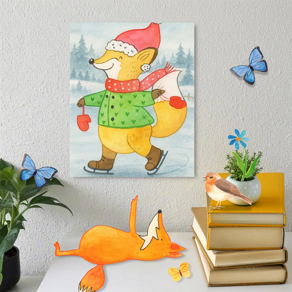 Paint by Numbers Fox skates Design Winter, Christmas, Christmas time, snow, fir tree, christmas, christmas tree, winter, santa claus, christmas time, christmas days, christmas eve, christmas present