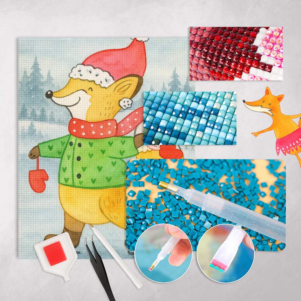 Diamond Painting Fuchs  Schlittschuhe Design Kreativität, Kristallbild, Diamond Painting, DIY, Winter, Weihnachten, Weihnachtsdeko, Nikolaus, Advent, Heiligabend, Wintermotiv, Weihnachtstage, Tannenbaum, Weihnachtsmann, Weihnachtszeit, Weihnachtsbaum