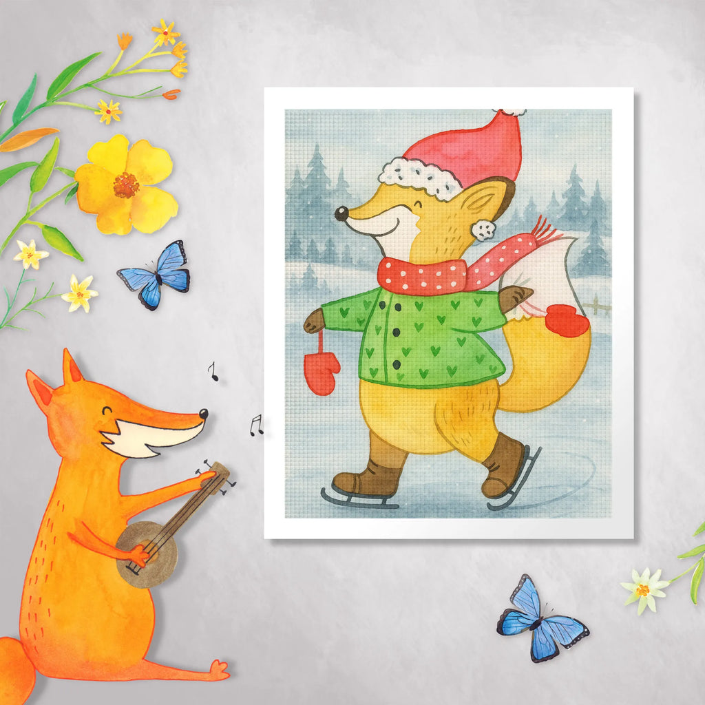 Diamond Painting Fuchs  Schlittschuhe Design Kreativität, Kristallbild, Diamond Painting, DIY, Winter, Weihnachten, Weihnachtsdeko, Nikolaus, Advent, Heiligabend, Wintermotiv, Weihnachtstage, Tannenbaum, Weihnachtsmann, Weihnachtszeit, Weihnachtsbaum