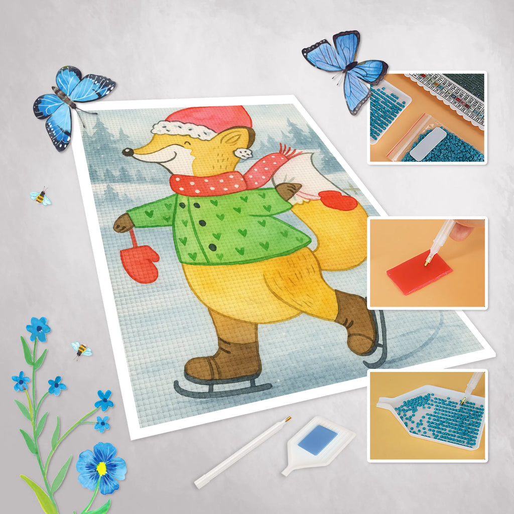 Diamond Painting Fuchs  Schlittschuhe Design Kreativität, Kristallbild, Diamond Painting, DIY, Winter, Weihnachten, Weihnachtsdeko, Nikolaus, Advent, Heiligabend, Wintermotiv, Weihnachtstage, Tannenbaum, Weihnachtsmann, Weihnachtszeit, Weihnachtsbaum