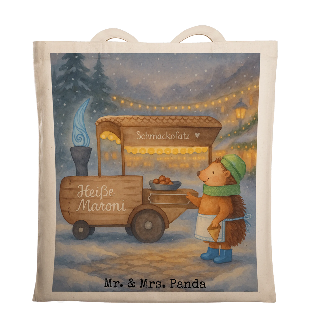 Tragetasche Igel Maronen Design Tasche, Schultertasche, Shopper, Umhängetasche, Laptoptasche, Jutetasche, Einkaufstasche, Stofftasche, Beuteltasche, Tragetasche, Jutebeutel, Einkaufstüte, Stoffbeutel, Badetasche, Beutel, Strandtasche, Winter, Weihnachten, Weihnachtsdeko, Nikolaus, Advent, Heiligabend, Wintermotiv, Duft, Weihnachtsmarkt, Maronen, Kastanien