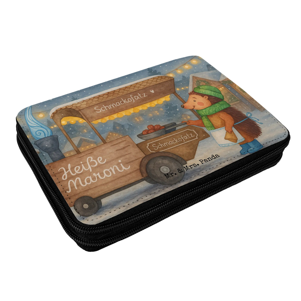 Leather folder hedgehog Chestnuts Design pencil case, primary school, child, pupil, motif, enrolment, pen roll, pencil bag, gift, school, Winter, Christmas, Christmas time, snow