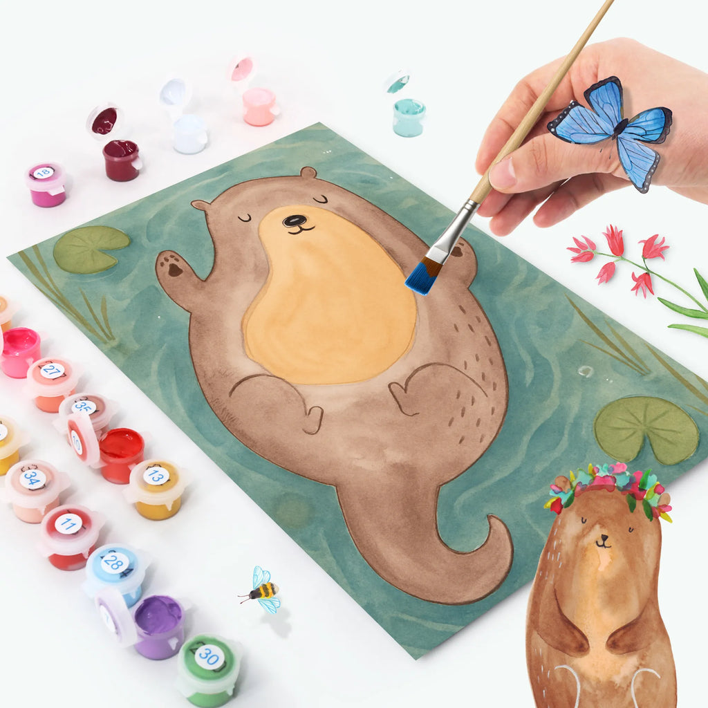Paint by Numbers otter Embrace Design otter, marten, sea otter, European otter, water mammal, aquatic animal, baby otter, predator, water, otter gifts, animal lover, gift ideas for animal lovers, animal, mammal, water animal, gifts for people in love, Otter Sea Otter Lake Otter
