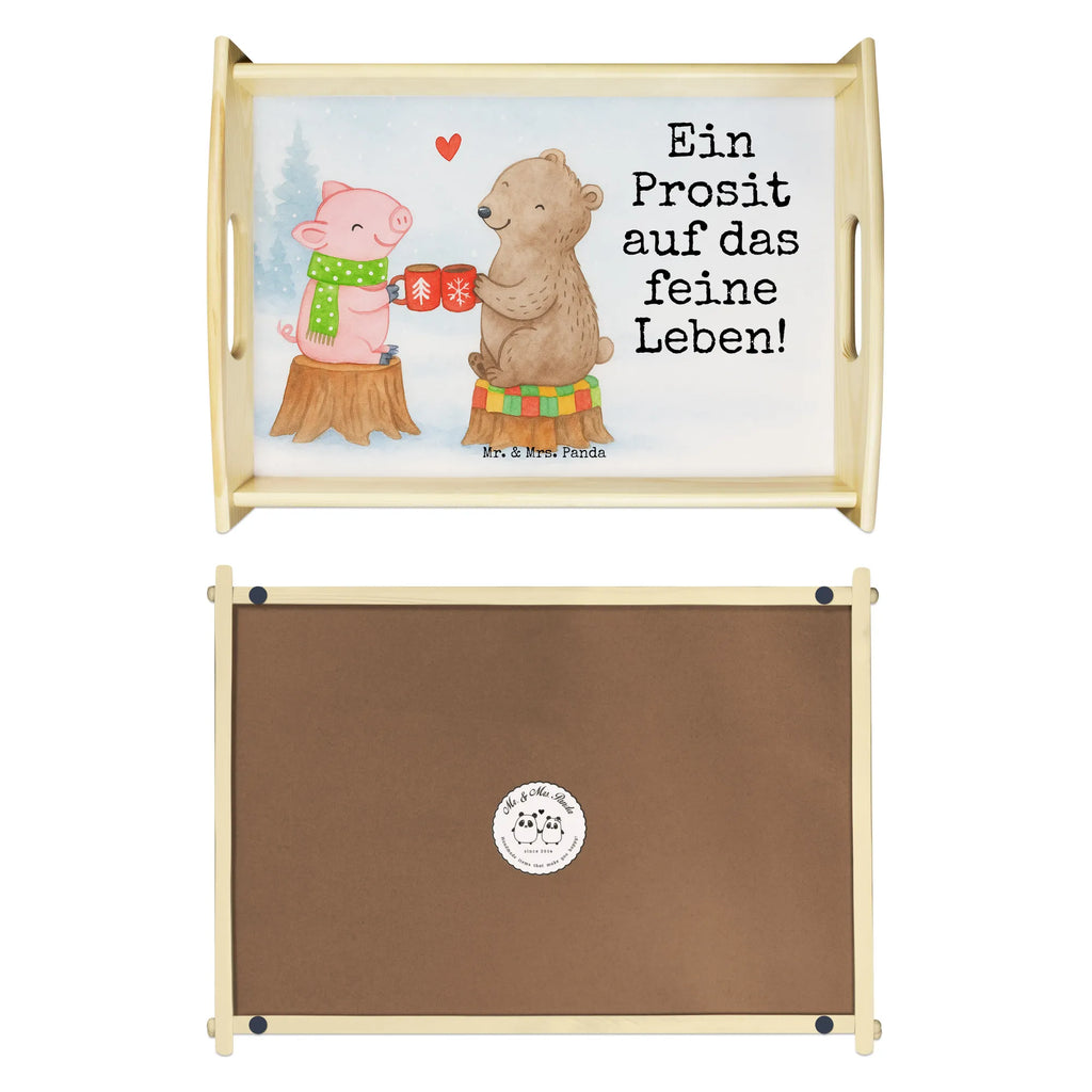 Serving tray Glowing Pig Bash Design kitchen tray, serving tray, breakfast tray, wooden tray, tray, Winter, Christmas, Christmas time, snow