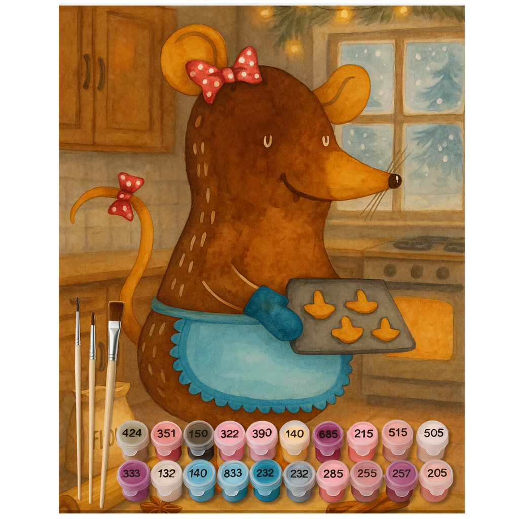 Paint by Numbers Mouse Cookies Design Winter, Christmas, Christmas time, snow, cookies, baking, christmas cookies, christmas, christmas baking, chaosqueen, mouse, winter