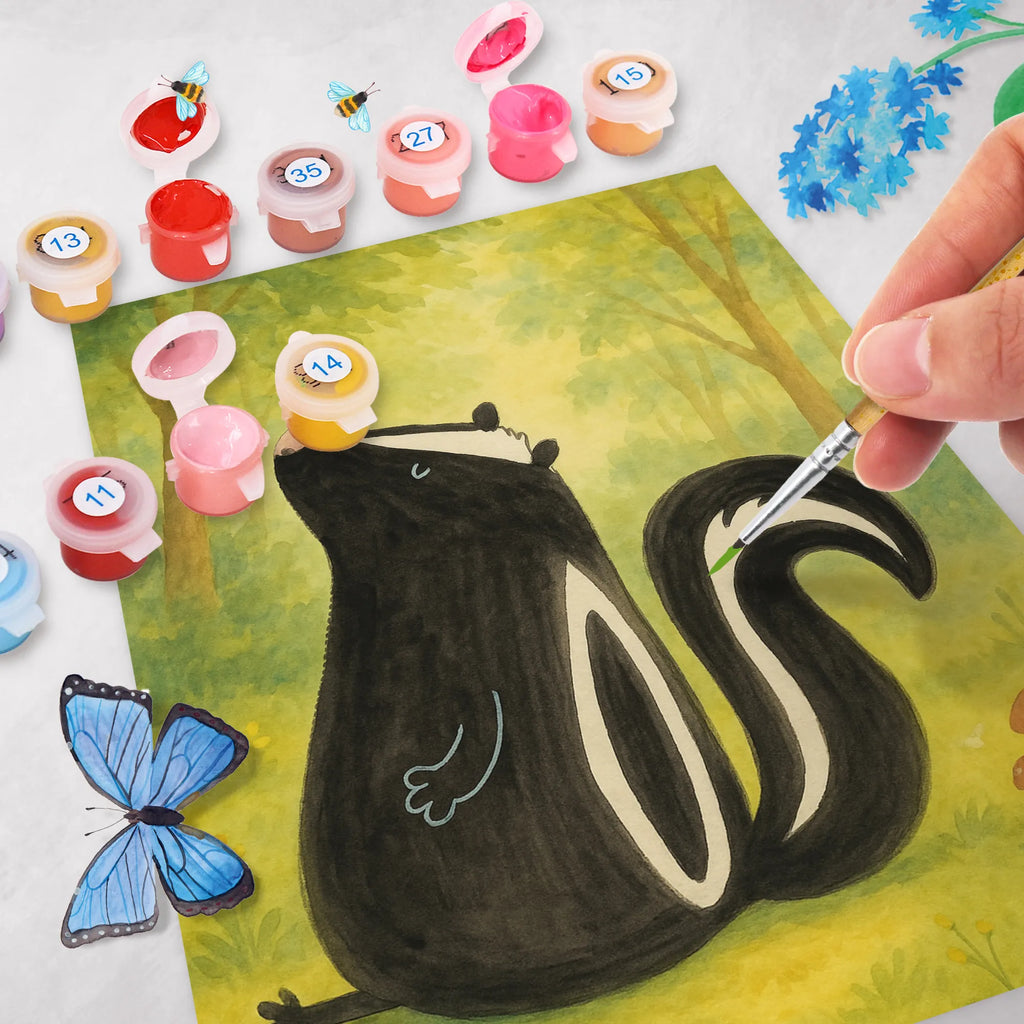 Paint by Numbers skunk Sit Design Kreativität, Malen nach Zahlen, Baseln, Künstler, Malen, Kunstwerk, DIY, Bastelidee, Ausmalbild, Stinktier, Skunk, Stinker, Raubtier, Besserwisser, Wildtier, Stinki, Spruch, Büro, Recht