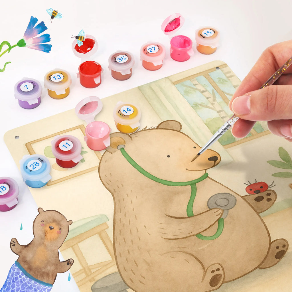 Paint by Numbers Metal Sign bear Physician Design bear, teddy, teddy bear, cuddly toy, Professor, Doctor, Bear