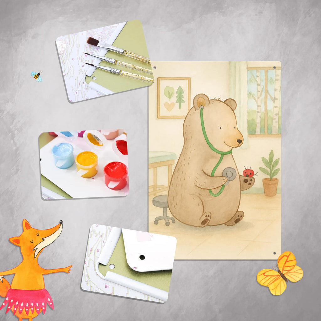 Paint by Numbers Metal Sign bear Physician Design bear, teddy, teddy bear, cuddly toy, Professor, Doctor, Bear