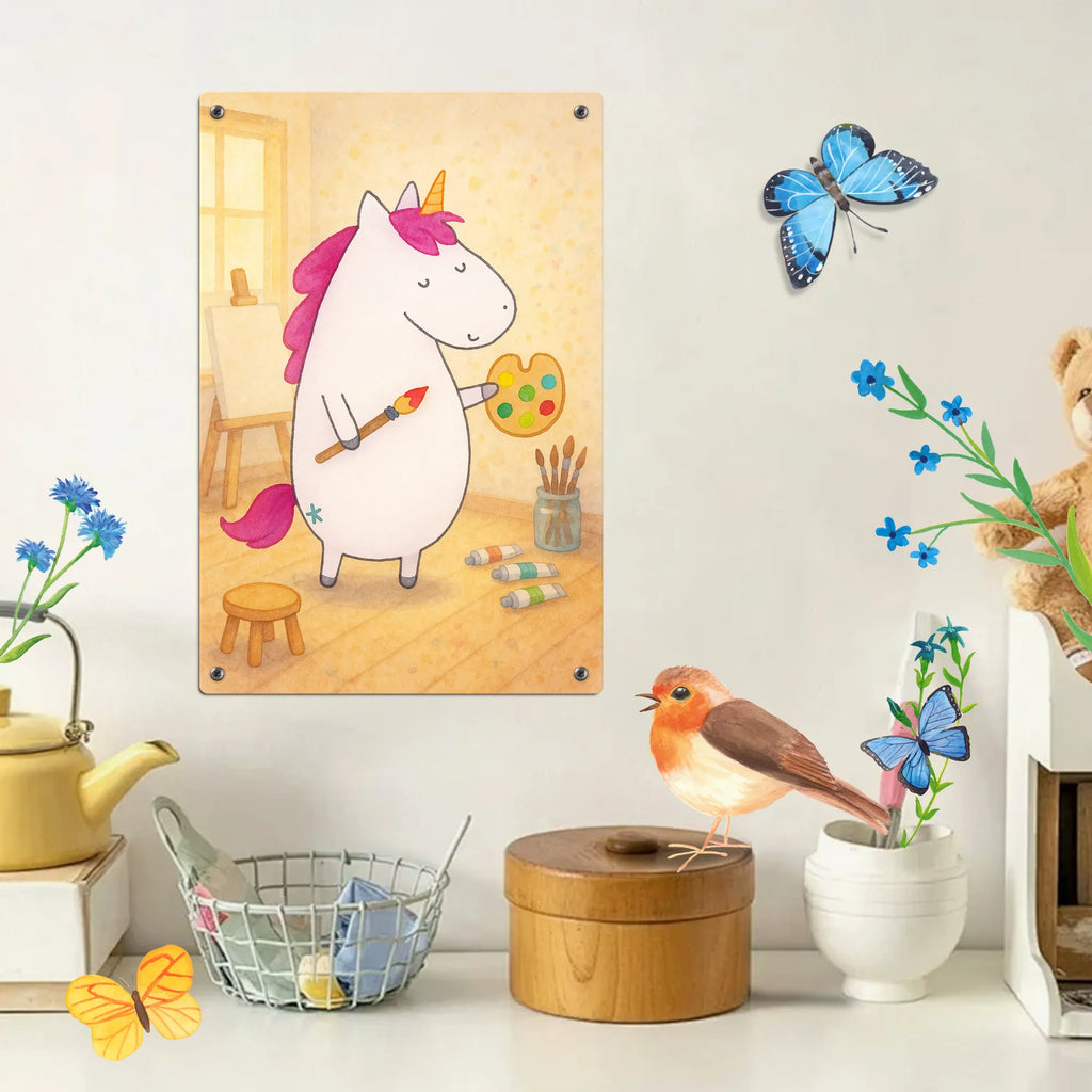 Paint by Numbers Metal Sign unicorn Artist Design unicorn, unicorns, Gift, English, Unicorn, Pen, Drawing, Artist present, World, Painter gift, Artist gift, Painting, Artist, Brush