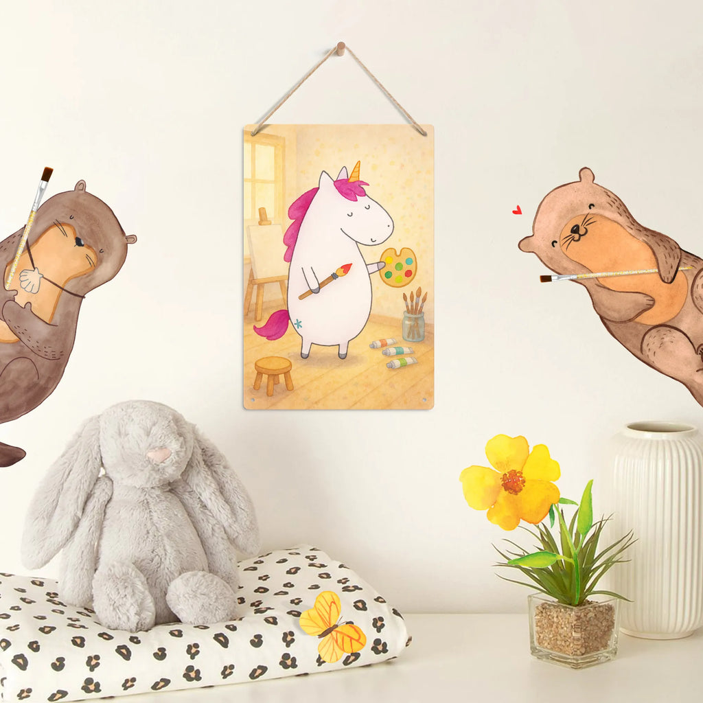 Paint by Numbers Metal Sign unicorn Artist Design unicorn, unicorns, Gift, English, Unicorn, Pen, Drawing, Artist present, World, Painter gift, Artist gift, Painting, Artist, Brush