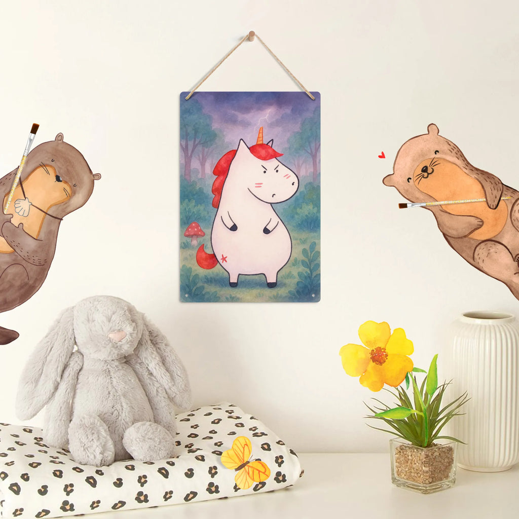 Metalowy szyld do malowania po numerach Jednorożec gniew Design Jednorożec, jednorożce, dekoracje jednorożca, jednorożec