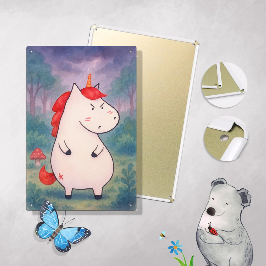 Metalowy szyld do malowania po numerach Jednorożec gniew Design Jednorożec, jednorożce, dekoracje jednorożca, jednorożec