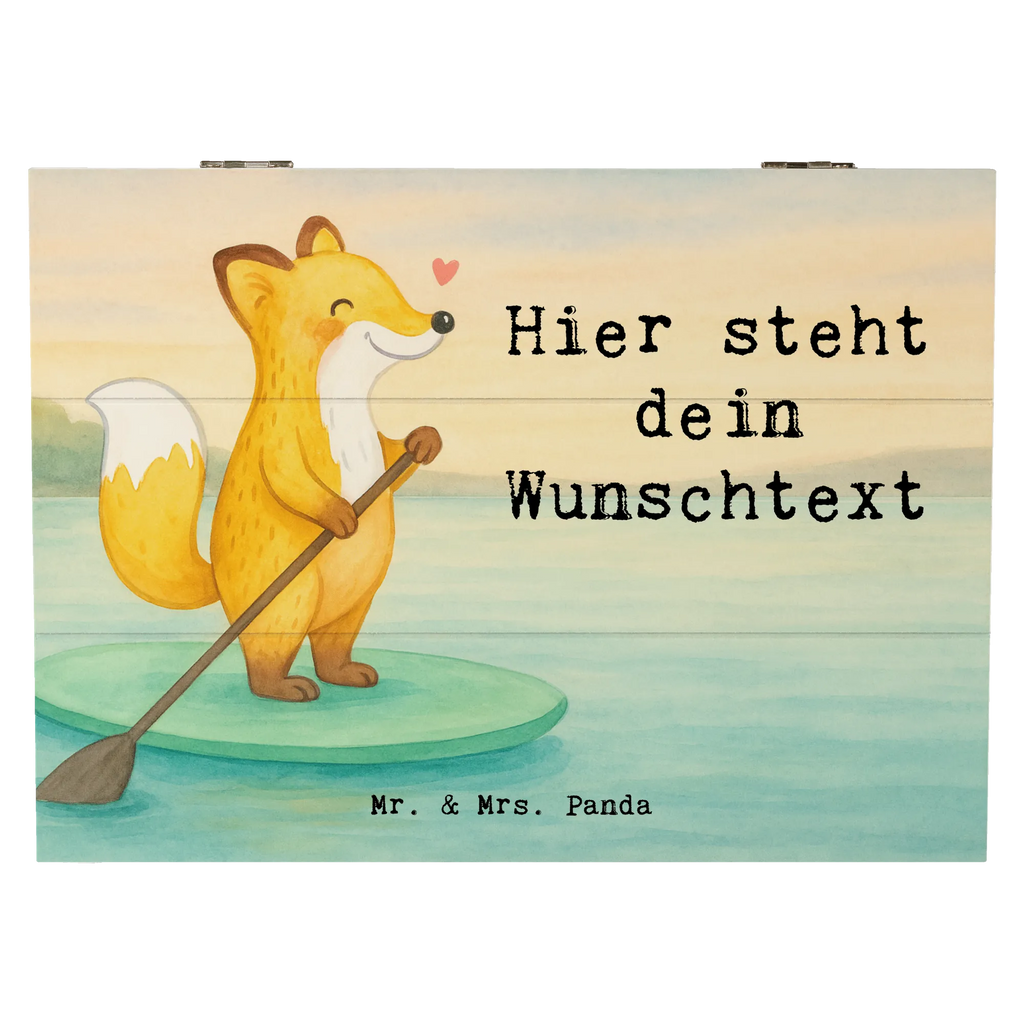Personalised wooden chest Fox Stand up paddling Design Gift, sport, hobby, giving, thank you, award, profit, athlete, Stand Up Paddling, Paddle Boarding, subben, SUB, stand up paddle