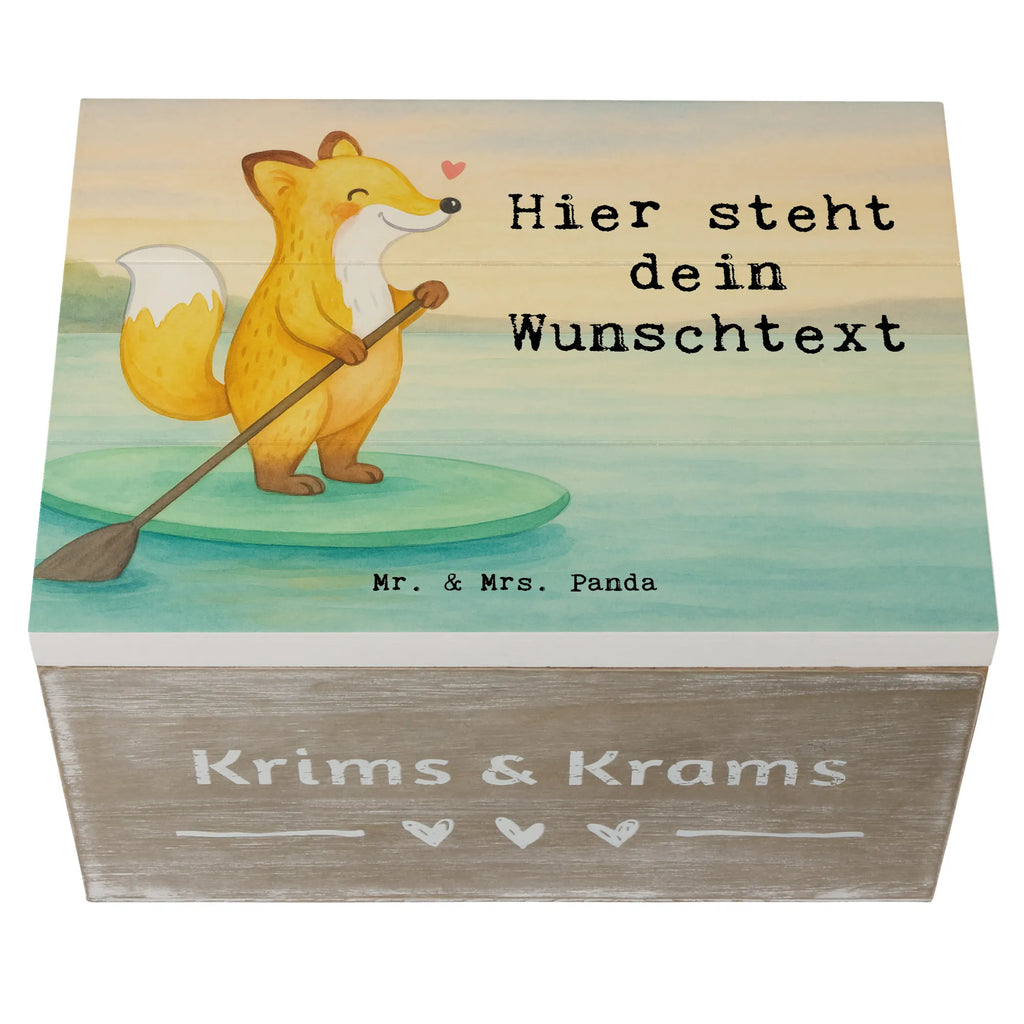 Personalised wooden chest Fox Stand up paddling Design Gift, sport, hobby, giving, thank you, award, profit, athlete, Stand Up Paddling, Paddle Boarding, subben, SUB, stand up paddle