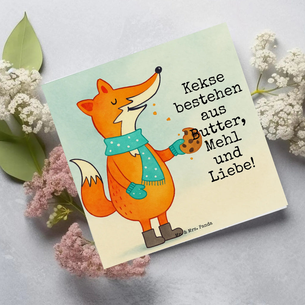 Deluxe Karte Fuchs Keks Design Klappkarte, Hochzeitskarte, Hochwertige Klappkarte, Geburtstagskarte, Einladungskarte, Karte, Glückwunschkarte, Hochwertige Grußkarte, Grußkarte, Fuchs, Winter, Küche Deko, Weihnachtszeit, Backen Spruch, Plätzchen, Kekse, Liebe, Füchse
