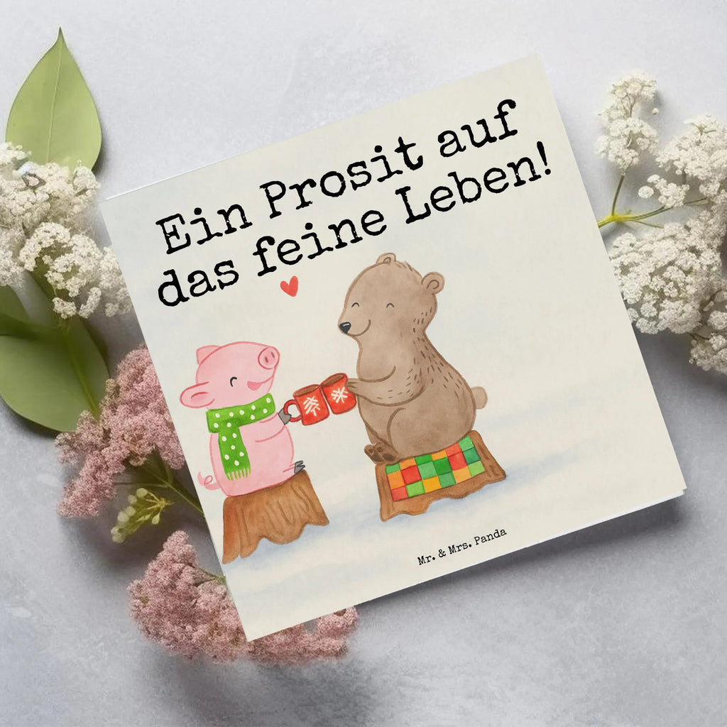 Deluxe Card Glowing Pig Bash Design Winter, Christmas, Christmas time, snow