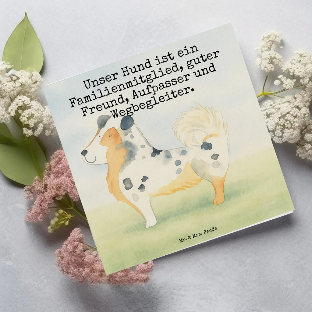 Deluxe Karte Hund Australien Shepherd Design Karte, Grußkarte, Klappkarte, Einladungskarte, Glückwunschkarte, Hochzeitskarte, Geburtstagskarte, Hochwertige Grußkarte, Hochwertige Klappkarte, Hund, Hundemotiv, Haustier, Hunderasse, Tierliebhaber, Hundebesitzer, Sprüche, Australien Shepherd, Shepherd, Hundeliebe, Familienhund, Spruch