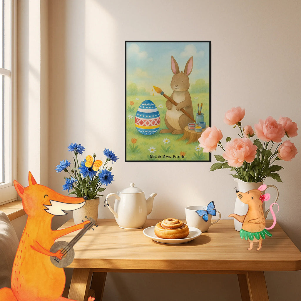 Poster Hase Eier Malen Design Poster, Wanddeko Bild, Posterdruck, Designposter, Handgemaltes Poster, Wanddekoration, Kunstdruck, Kinderposter, Wanddeko, Wandposter, Raumdekoration, Bild, Mr. & Mrs. Panda Poster, Küchenposter, Ostern, Osterhase, Ostergeschenke, Osternest, Osterdeko, Geschenke zu Ostern, Ostern Geschenk, Ostergeschenke Kinder, Ostern Kinder, bemalte Ostereier, Kaninchen, Eiermalen, Ostergrüße, Osterei, Frohe Ostern, Hase, Osterblume