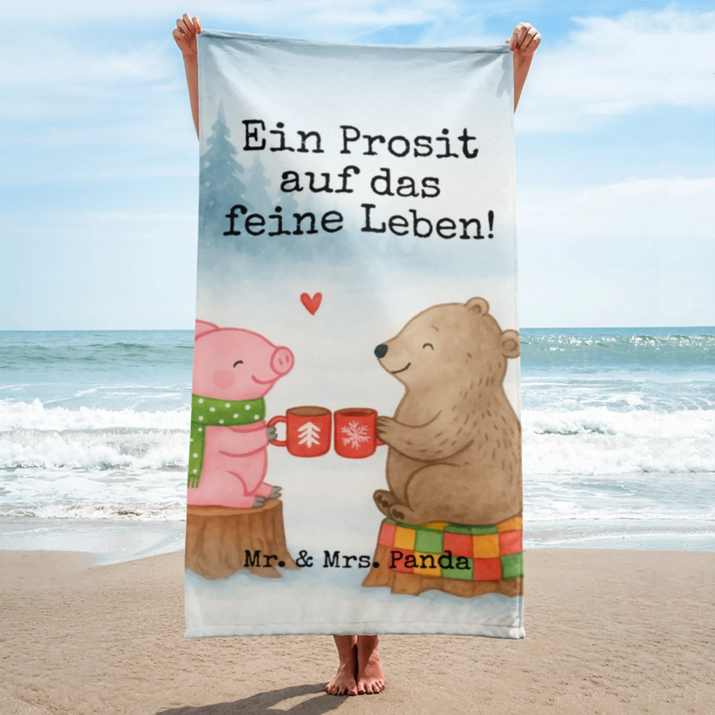 XL bath towel Glowing Pig Bash Design XL bath towel, luxury bath sheet, oversized towel, extra large swim towel, large beach towel, spa towel, Winter, Christmas, Christmas time, snow