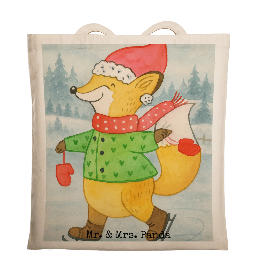 Tragetasche Fuchs  Schlittschuhe Design Badetasche, Schultertasche, Beuteltasche, Einkaufstüte, Stofftasche, Umhängetasche, Beutel, Stoffbeutel, Tasche, Tragetasche, Shopper, Laptoptasche, Strandtasche, Einkaufstasche, Jutebeutel, Jutetasche, Winter, Weihnachten, Weihnachtsdeko, Nikolaus, Advent, Heiligabend, Wintermotiv, Weihnachtsmann, Weihnachtstage, Weihnachtsbaum, Weihnachtszeit, Tannenbaum