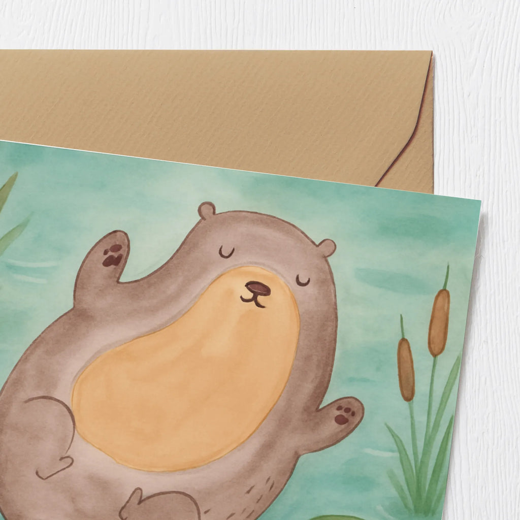 Deluxe Card otter Embrace Design otter, marten, sea otter, European otter, water mammal, aquatic animal, baby otter, predator, water, otter gifts, animal lover, gift ideas for animal lovers, animal, mammal, water animal, gifts for people in love, Otter Sea Otter Lake Otter