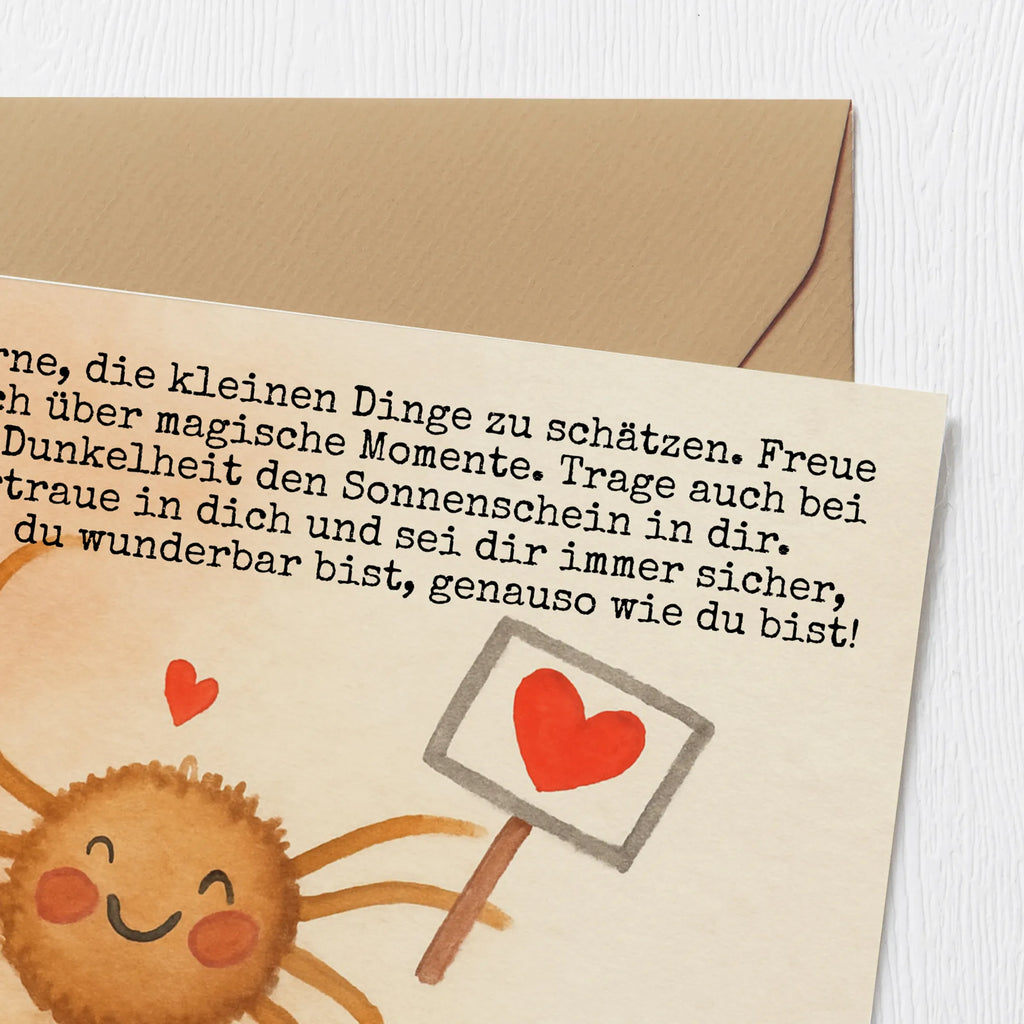 Karta Deluxe Pająk Agata Motywacja Design Karte, Grußkarte, Klappkarte, Einladungskarte, Glückwunschkarte, Hochzeitskarte, Geburtstagskarte, Hochwertige Grußkarte, Hochwertige Klappkarte, Spinne Agathe, Spinne, Agathe, Videos, Merchandise, Motivation, Glück, Liebe, Vertrauen, Dankeschön