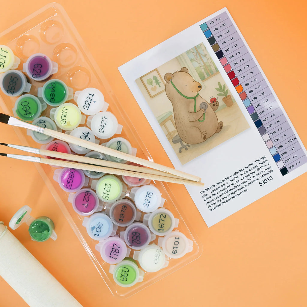 Paint by Numbers bear Physician Design Künstler, Kreativität, Malen, Baseln, Kunstwerk, Malen nach Zahlen, Bastelidee, Ausmalbild, DIY, Bär, Teddy, Teddybär, Arzt, Ärztin, Professorin, Doktor, Doktorin, Professor