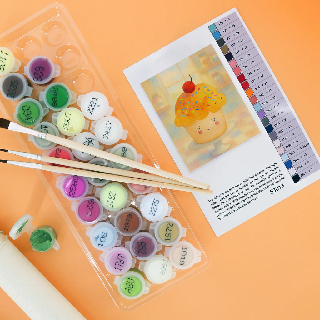 Paint by Numbers Cupcake Design DIY, Kreativität, Malen, Malen nach Zahlen, Ausmalbild, Baseln, Künstler, Bastelidee, Kunstwerk, Tiermotive, Gute Laune, lustige Sprüche, Tiere, Küche Spruch, Backen Geschenk, Geschenk Koch, Küche Deko, Motivation Sprüche, Wunder, Cupcakes, Muffin