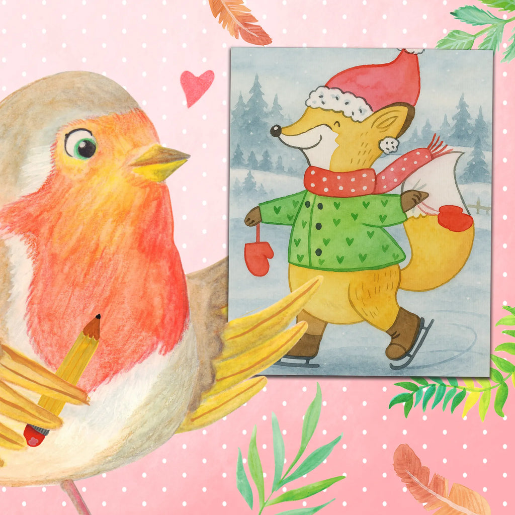 Paint by Numbers Fox skates Design Winter, Christmas, Christmas time, snow, fir tree, christmas, christmas tree, winter, santa claus, christmas time, christmas days, christmas eve, christmas present