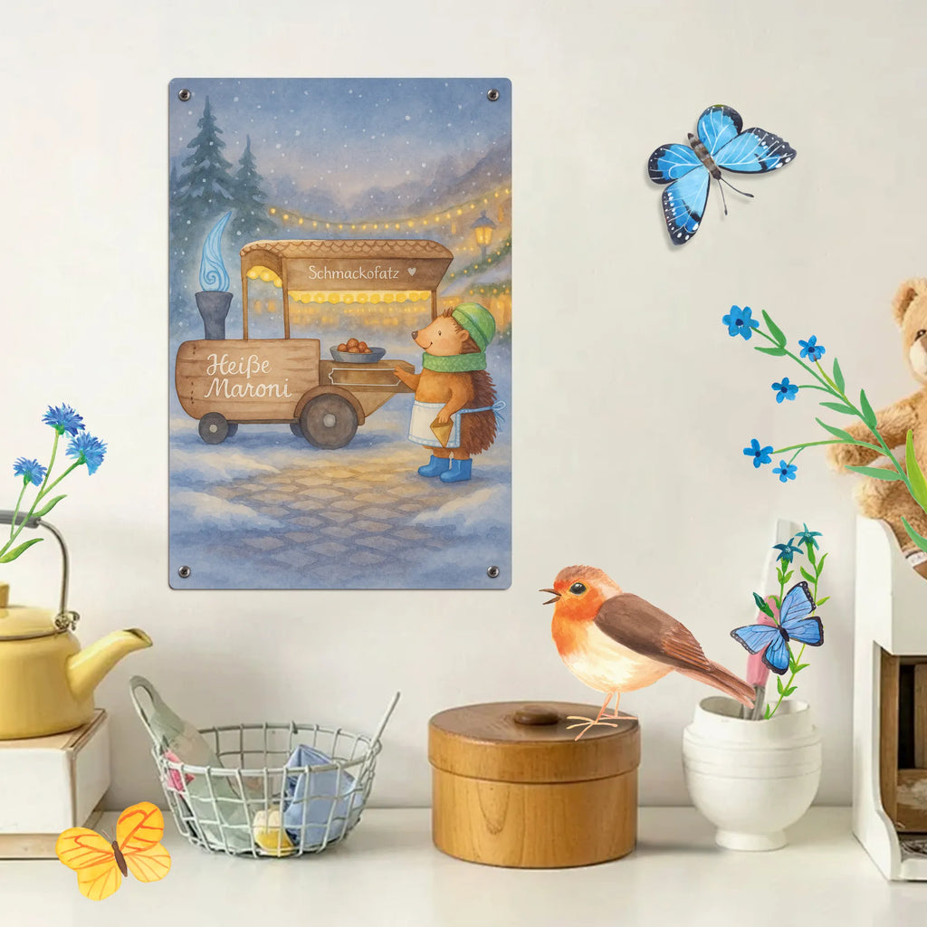 Paint by Numbers Metal Sign hedgehog Chestnuts Design Winter, Christmas, Christmas time, snow