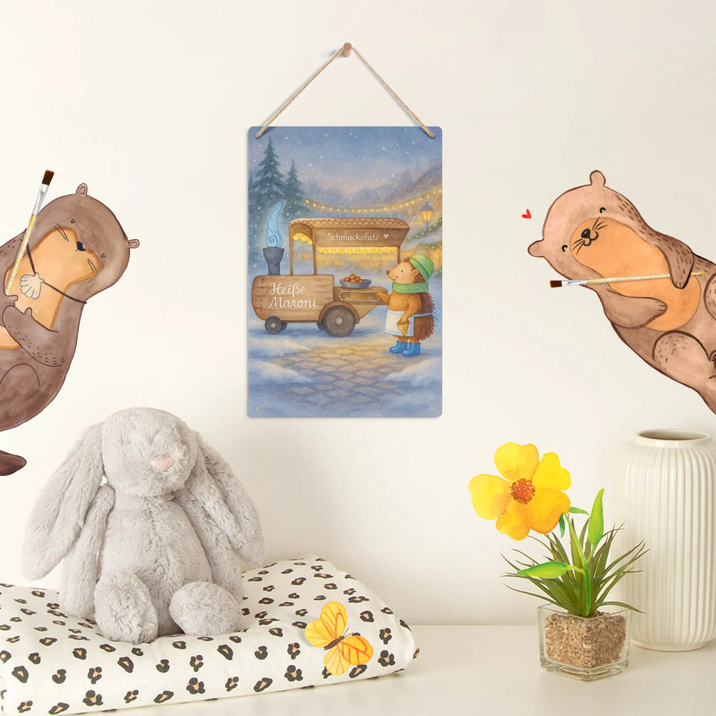 Paint by Numbers Metal Sign hedgehog Chestnuts Design Winter, Christmas, Christmas time, snow