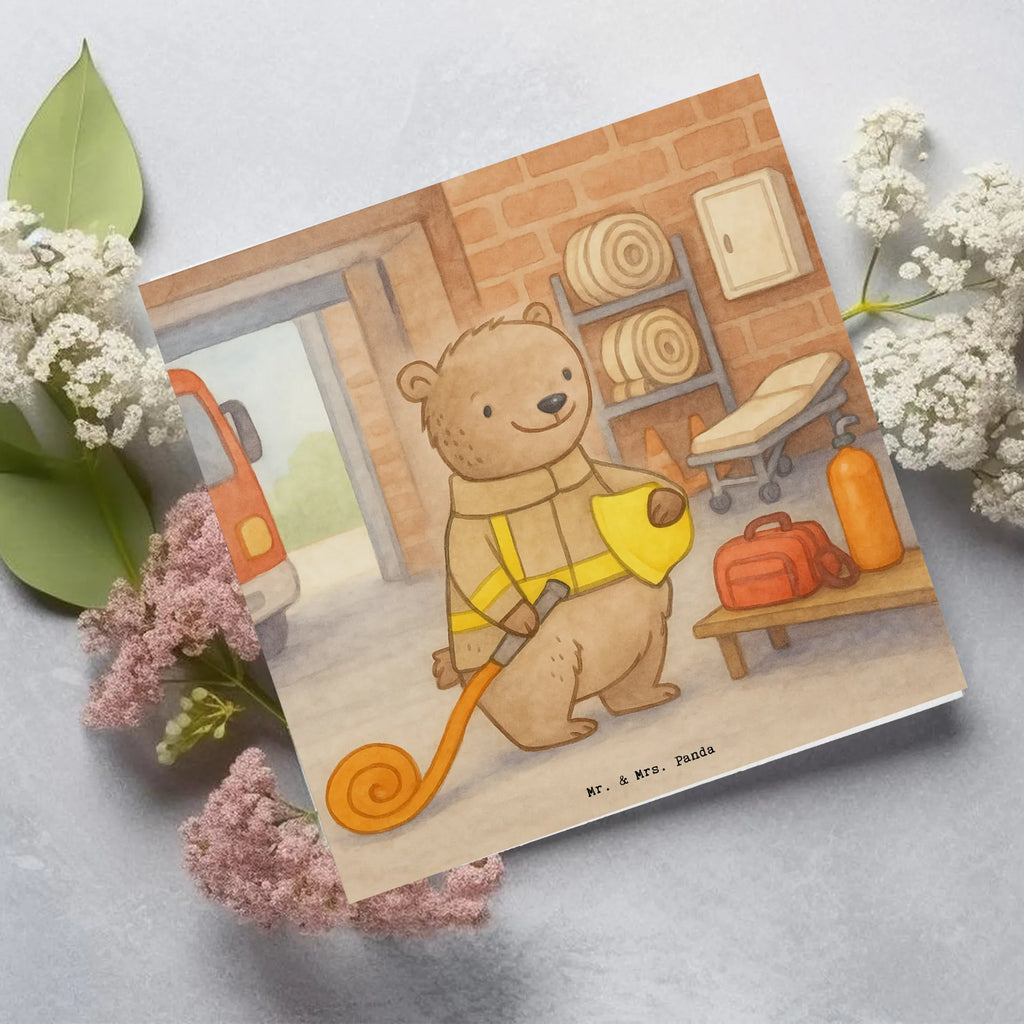 Deluxe Card bear Volunteer firefighter Design Hochwertige Klappkarte, Hochzeitskarte, Grußkarte, Glückwunschkarte, Geburtstagskarte, Hochwertige Grußkarte, Klappkarte, Einladungskarte, Karte, Geschenk, Sport, Sportart, Hobby, Schenken, Danke, Dankeschön, Auszeichnung, Gewinn, Sportler, Feuerwehrfest, Freiwillige Feuerwehr, Jugendfeuerwehr