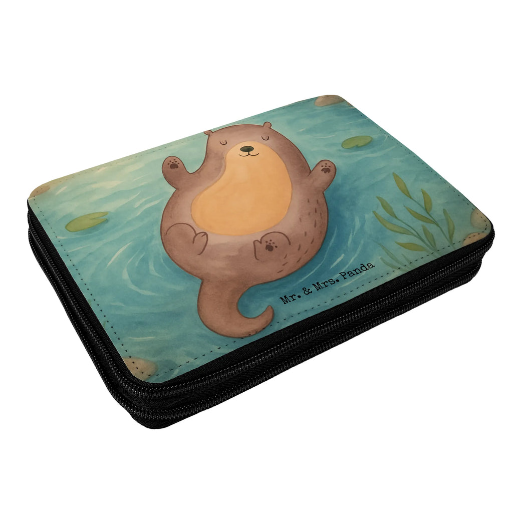 Leather folder otter Embrace Design gift, enrolment, pupil, pencil bag, child, pencil case, primary school, school, pen roll, motif, otter, marten, sea otter, European otter, water mammal, aquatic animal, baby otter, predator, water, otter gifts, animal lover, gift ideas for animal lovers, animal, mammal, water animal, gifts for people in love, Otter Sea Otter Lake Otter
