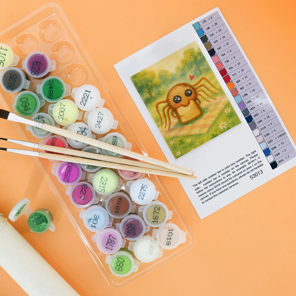 Paint by Numbers Spider Agathe Sandwich Design Kunstwerk, DIY, Ausmalbild, Malen nach Zahlen, Bastelidee, Künstler, Malen, Baseln, Kreativität, Spinne Agathe, Spinne, Agathe, Videos, Merchandise, Lebensfreude, Glück, Hunger, Hungrig, Verfressen, Alles wird gut, Mut