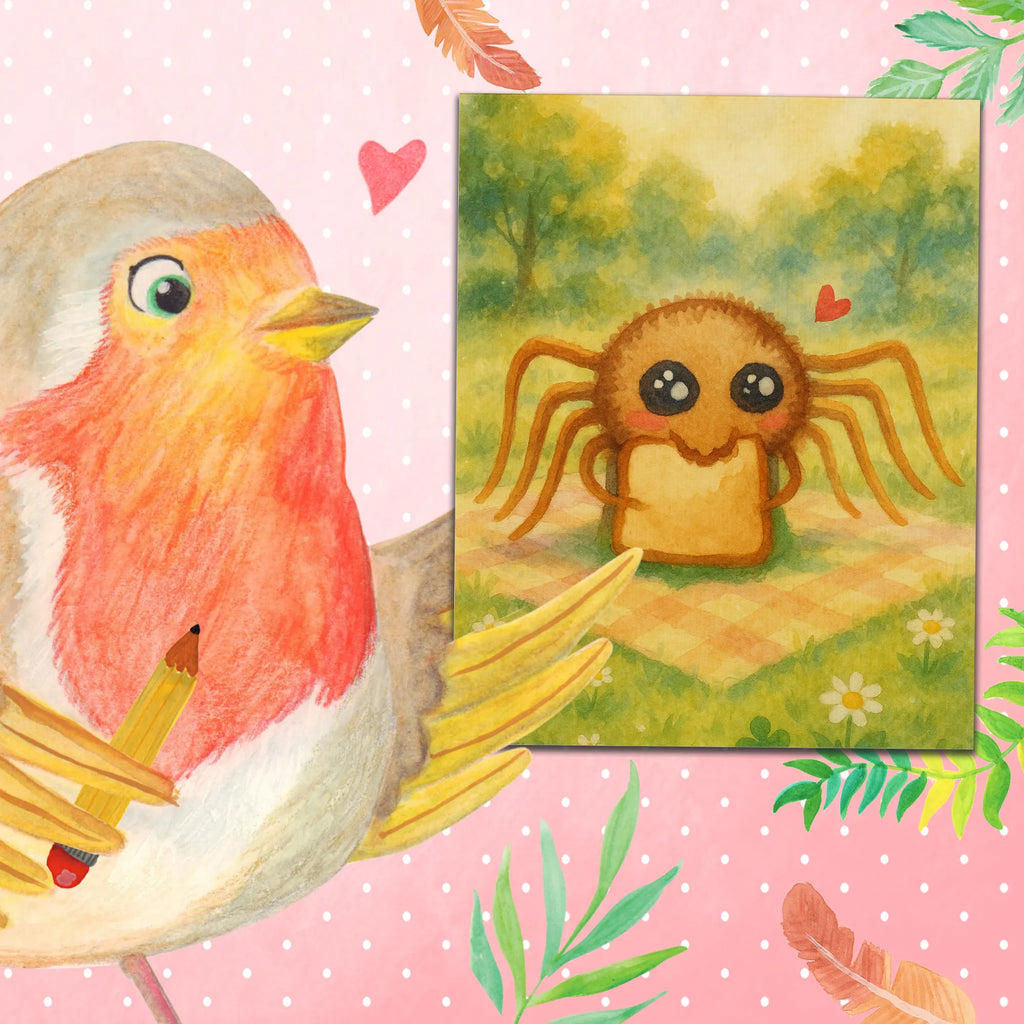 Paint by Numbers Spider Agathe Sandwich Design Kunstwerk, DIY, Ausmalbild, Malen nach Zahlen, Bastelidee, Künstler, Malen, Baseln, Kreativität, Spinne Agathe, Spinne, Agathe, Videos, Merchandise, Lebensfreude, Glück, Hunger, Hungrig, Verfressen, Alles wird gut, Mut