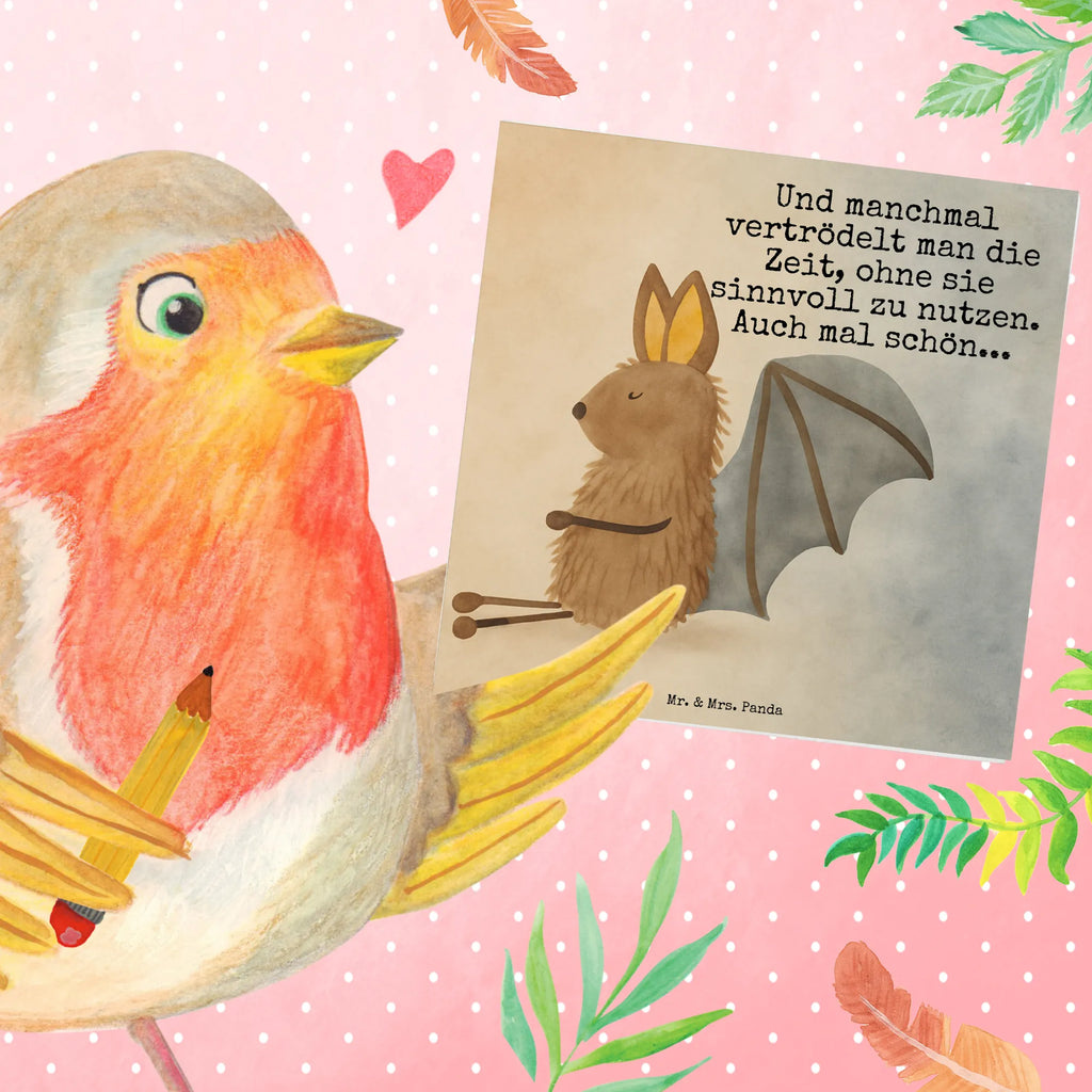 Karta Deluxe Nietoperz siedzenie Design Karte, Grußkarte, Klappkarte, Einladungskarte, Glückwunschkarte, Hochzeitskarte, Geburtstagskarte, Hochwertige Grußkarte, Hochwertige Klappkarte, Tiermotive, Gute Laune, lustige Sprüche, Tiere, Fledermaus, Fledermäuse, Motivation, entspannen