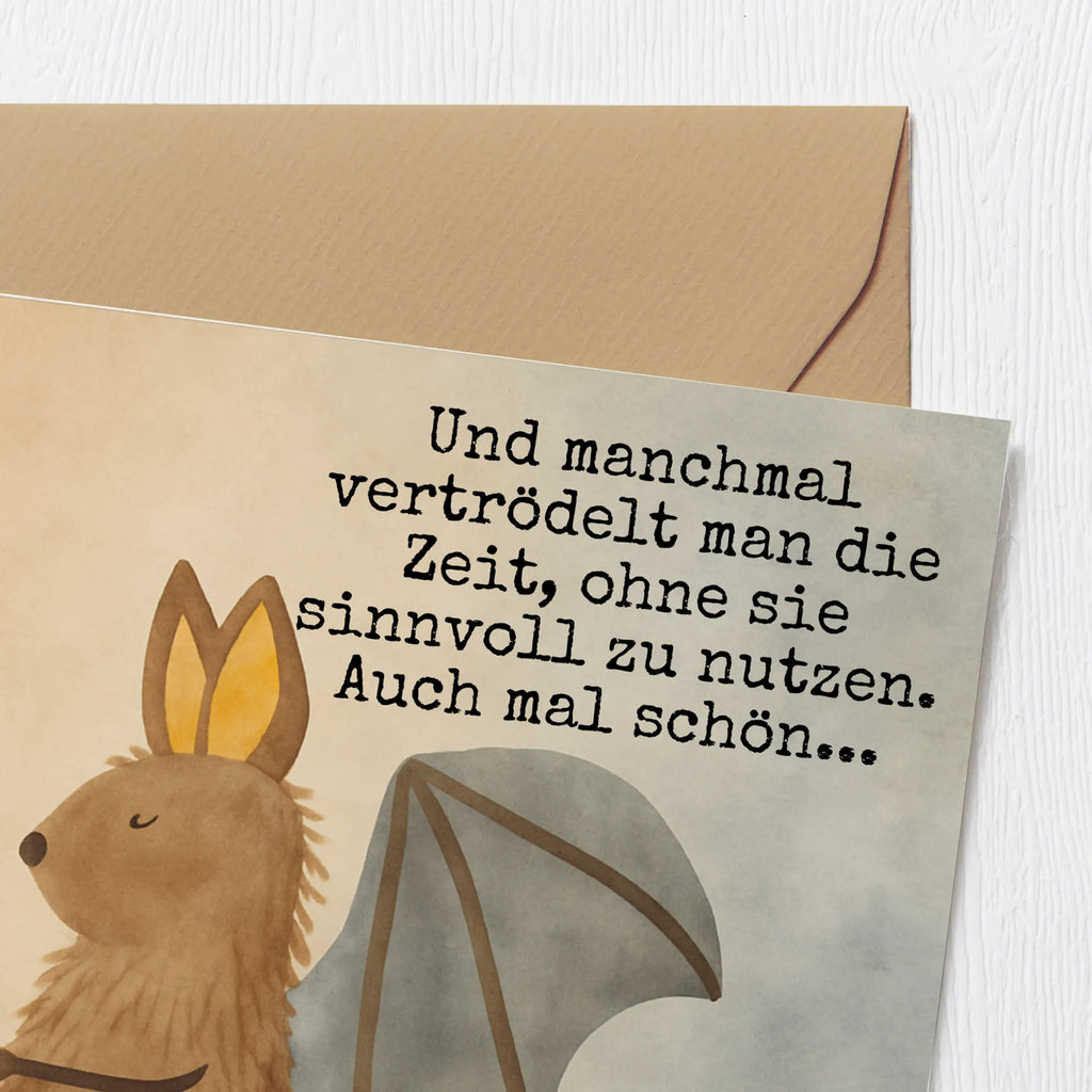 Karta Deluxe Nietoperz siedzenie Design Karte, Grußkarte, Klappkarte, Einladungskarte, Glückwunschkarte, Hochzeitskarte, Geburtstagskarte, Hochwertige Grußkarte, Hochwertige Klappkarte, Tiermotive, Gute Laune, lustige Sprüche, Tiere, Fledermaus, Fledermäuse, Motivation, entspannen