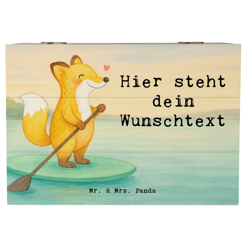 Personalised wooden chest Fox Stand up paddling Design Gift, sport, hobby, giving, thank you, award, profit, athlete, Stand Up Paddling, Paddle Boarding, subben, SUB, stand up paddle