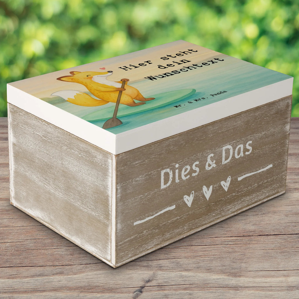 Personalised wooden chest Fox Stand up paddling Design Gift, sport, hobby, giving, thank you, award, profit, athlete, Stand Up Paddling, Paddle Boarding, subben, SUB, stand up paddle