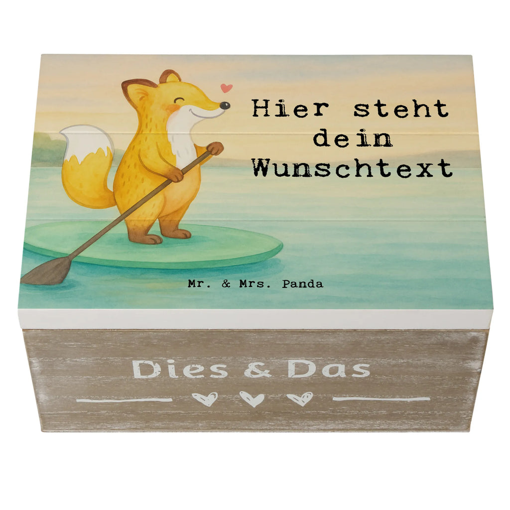 Personalised wooden chest Fox Stand up paddling Design Gift, sport, hobby, giving, thank you, award, profit, athlete, Stand Up Paddling, Paddle Boarding, subben, SUB, stand up paddle