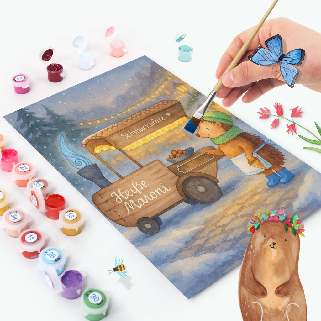 Paint by Numbers hedgehog Chestnuts Design Künstler, DIY, Malen, Ausmalbild, Baseln, Malen nach Zahlen, Kunstwerk, Bastelidee, Kreativität, Winter, Weihnachten, Weihnachtsdeko, Nikolaus, Advent, Heiligabend, Wintermotiv, Weihnachtsmarkt, Kastanien, Duft, Maronen