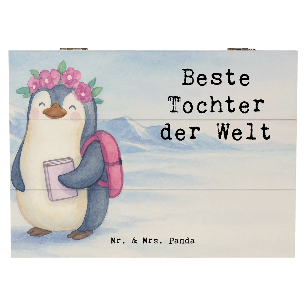 Holzkiste Pinguin Beste Tochter der Welt Design Aufbewahrungsbox, Schatzkiste, Schatulle, Geschenkdose, Holzkiste, Kiste, Erinnerungsbox, Geschenkbox, Erinnerungskiste, Truhe, Dekokiste, XXL, für, Dankeschön, Geschenk, Schenken, Geburtstag, Geburtstagsgeschenk, Geschenkidee, Danke, Bedanken, Mitbringsel, Freude machen, Geschenktipp, Kleine, Töchterchen, Belohnung, Vater, Tochter, Töchter, Kind, Kinder, Geburt, Familie, Mutter