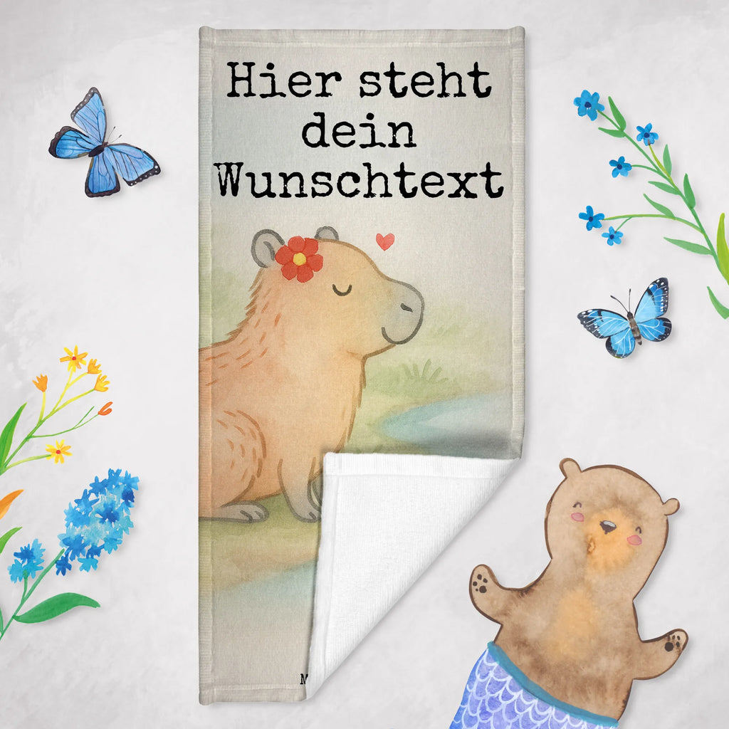 Personalisiertes Badehandtuch Capybara Blume Design Duschtuch mit Namen, Kinder Handtuch mit Namen, Personalisiertes Handtuch, Strandtuch mit Namen, Saunatuch mit Namen, Personalisiertes Badetuch, Badetuch mit Namen, Tiermotive, Gute Laune, lustige Sprüche, Tiere, Capybara