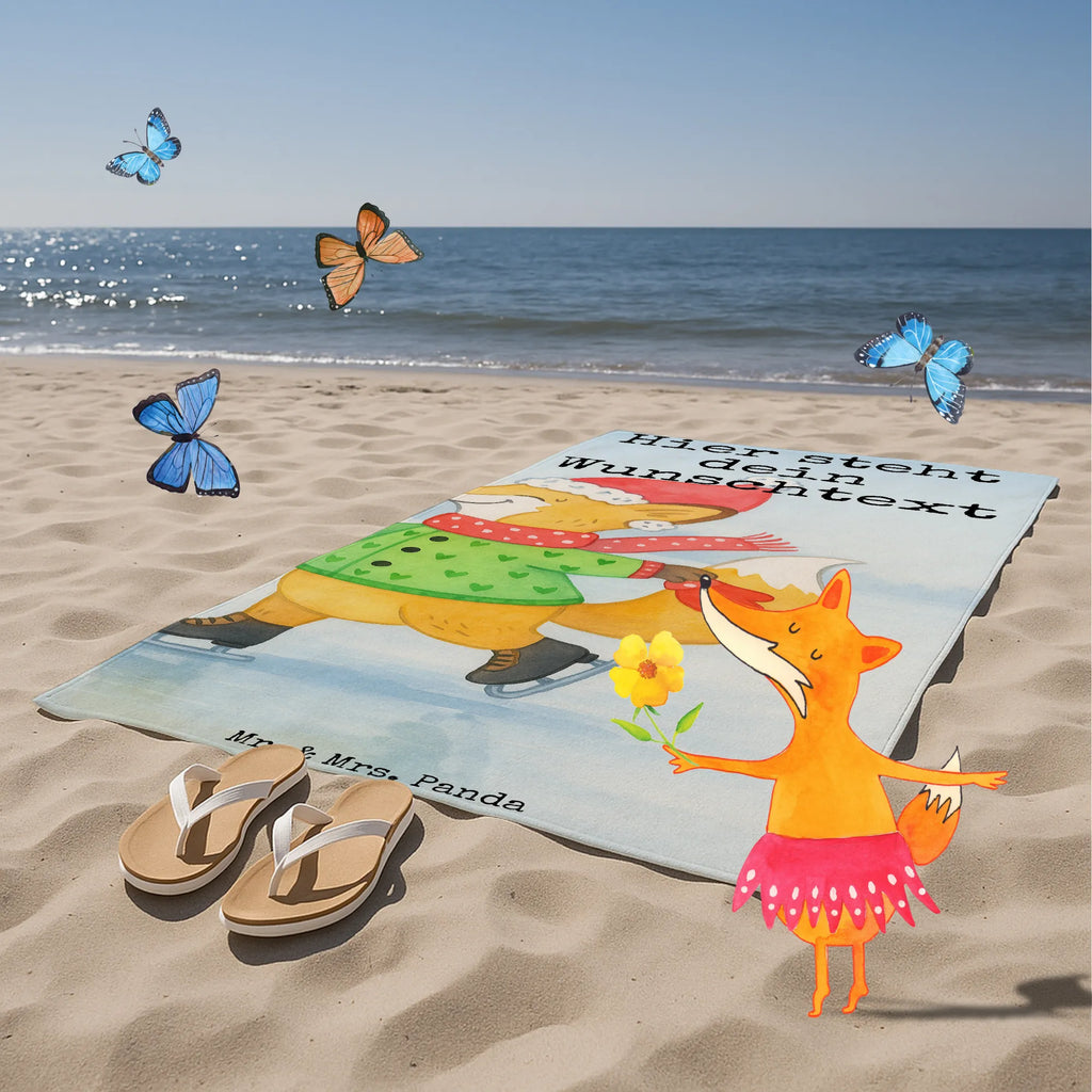 Personalisiertes Badehandtuch Fuchs  Schlittschuhe Design Saunatuch mit Namen, Kinder Handtuch mit Namen, Duschtuch mit Namen, Personalisiertes Badetuch, Personalisiertes Handtuch, Strandtuch mit Namen, Badetuch mit Namen, Winter, Weihnachten, Weihnachtsdeko, Nikolaus, Advent, Heiligabend, Wintermotiv, Weihnachtstage, Weihnachtsbaum, Tannenbaum, Weihnachtszeit, Weihnachtsmann