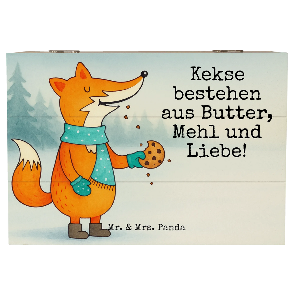 Holzkiste Fuchs Keks Design Truhe, Geschenkbox, Schatzkiste, Holzkiste, Erinnerungskiste, Erinnerungsbox, Dekokiste, Aufbewahrungsbox, Schatulle, Kiste, XXL, Geschenkdose, Fuchs, Winter, Plätzchen, Weihnachtszeit, Backen Spruch, Füchse, Liebe, Kekse, Küche Deko