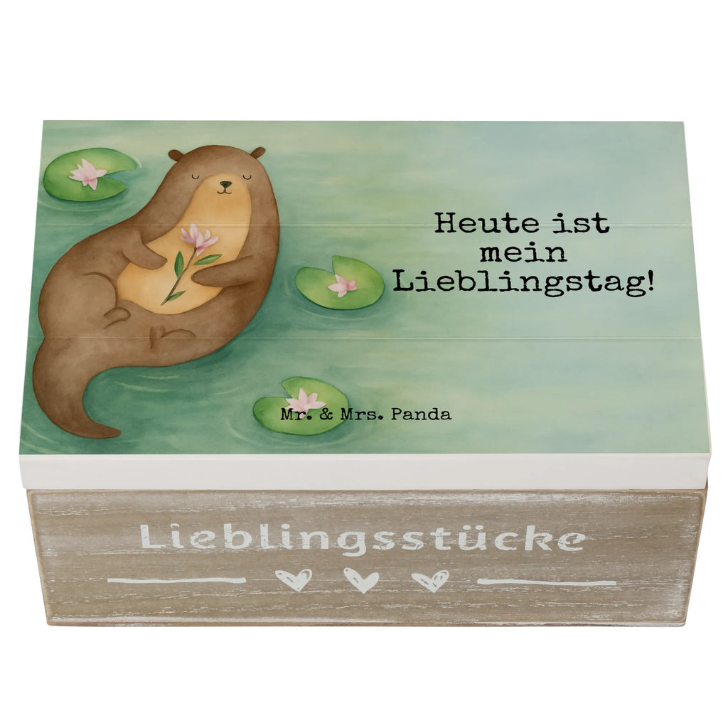 Skrzynia drewniana wydra lilia wodna Design Holzkiste, Kiste, Schatzkiste, Truhe, Schatulle, XXL, Erinnerungsbox, Erinnerungskiste, Dekokiste, Aufbewahrungsbox, Geschenkbox, Geschenkdose, Otter, Fischotter, Seeotter, Otter Seeotter See Otter