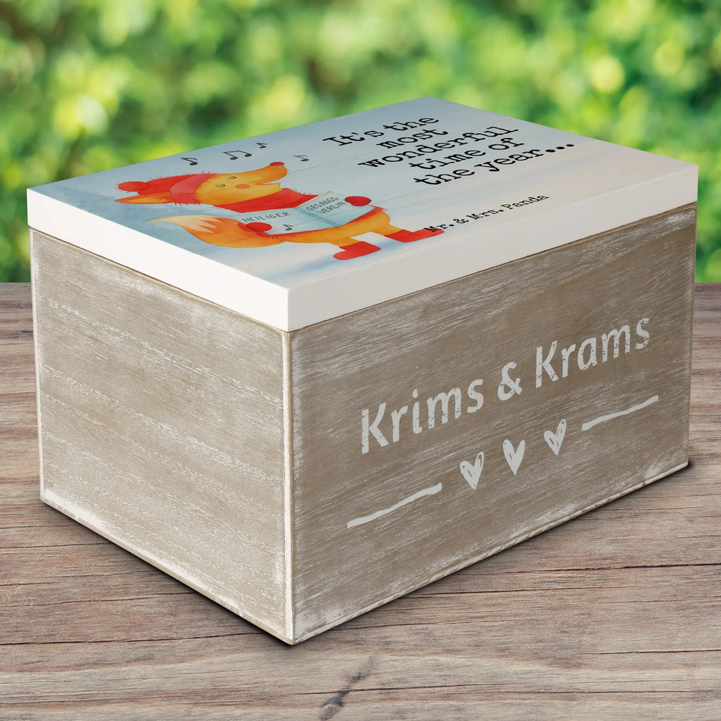 Holzkiste Fuchs Sänger Design Schatzkiste, Truhe, Kiste, Geschenkdose, Schatulle, Erinnerungsbox, Holzkiste, XXL, Dekokiste, Erinnerungskiste, Geschenkbox, Aufbewahrungsbox, Winter, Weihnachten, Weihnachtsdeko, Nikolaus, Advent, Heiligabend, Wintermotiv, Füchse, Fuchs, Weihnachtslieder, Sänger, Singen, Geschenk Sänger