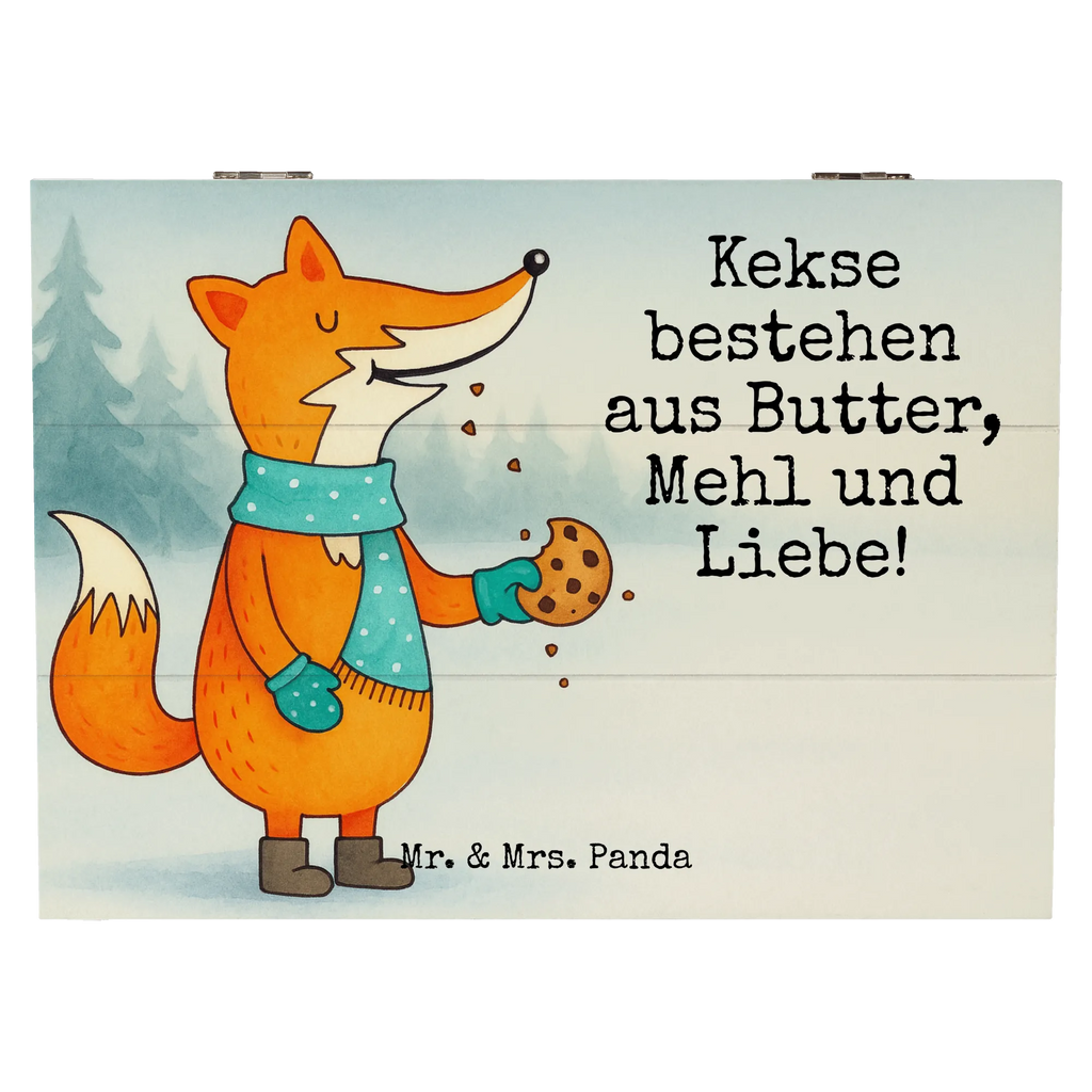 Holzkiste Fuchs Keks Design Truhe, Geschenkbox, Schatzkiste, Holzkiste, Erinnerungskiste, Erinnerungsbox, Dekokiste, Aufbewahrungsbox, Schatulle, Kiste, XXL, Geschenkdose, Fuchs, Winter, Plätzchen, Weihnachtszeit, Backen Spruch, Füchse, Liebe, Kekse, Küche Deko